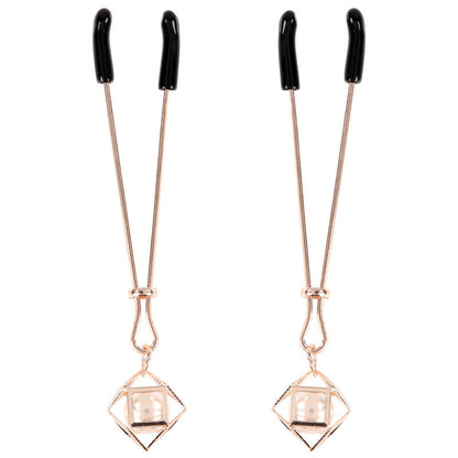 Sex & Mischief Brat Pearl Nipple Clips - Rose Gold - Set of 2 Sportsheets