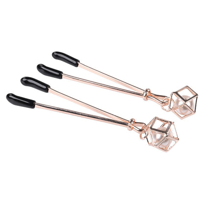 Sex & Mischief Brat Pearl Nipple Clips - Rose Gold - Set of 2 Sportsheets