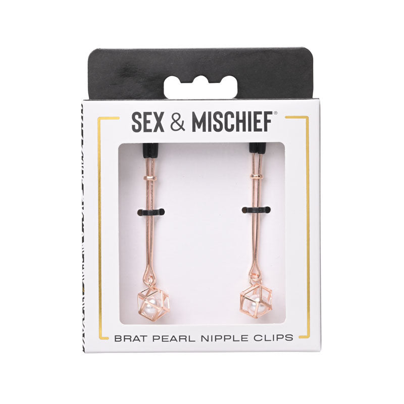 Sex & Mischief Brat Pearl Nipple Clips - Rose Gold - Set of 2 Sportsheets