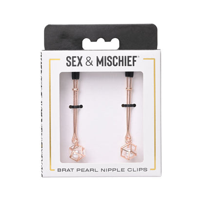 Sex & Mischief Brat Pearl Nipple Clips - Rose Gold - Set of 2 Sportsheets
