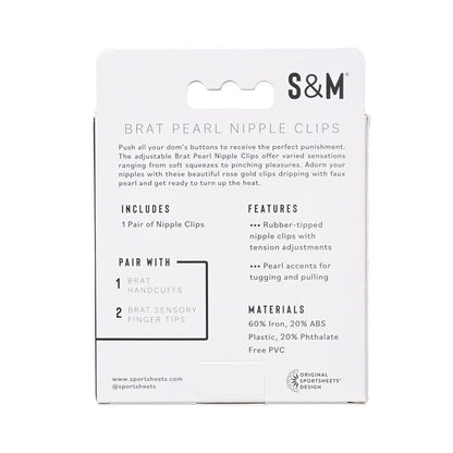 Sex & Mischief Brat Pearl Nipple Clips - Rose Gold - Set of 2 Sportsheets