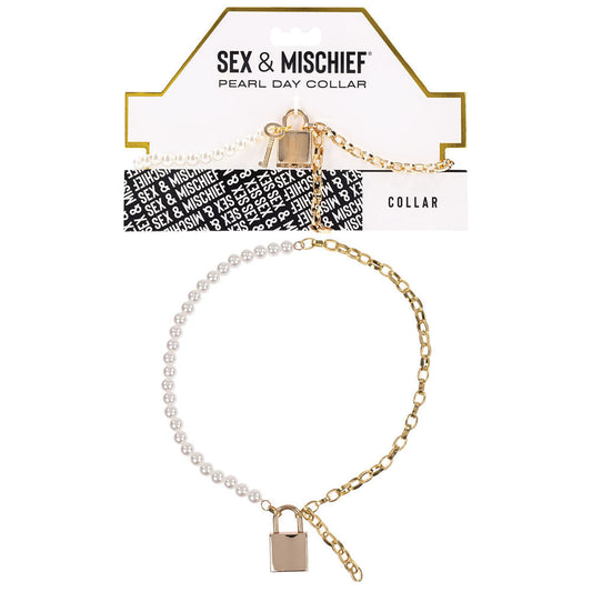 Sex & Mischief Pearl Day Collar - Pearl/Gold Necklace Sportsheets