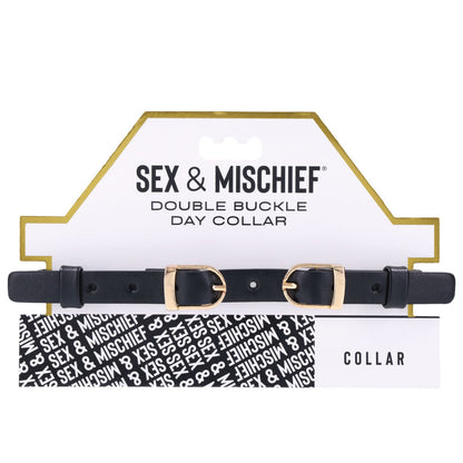 Sex & Mischief Double Buckle Day Collar - Black Collar Sportsheets