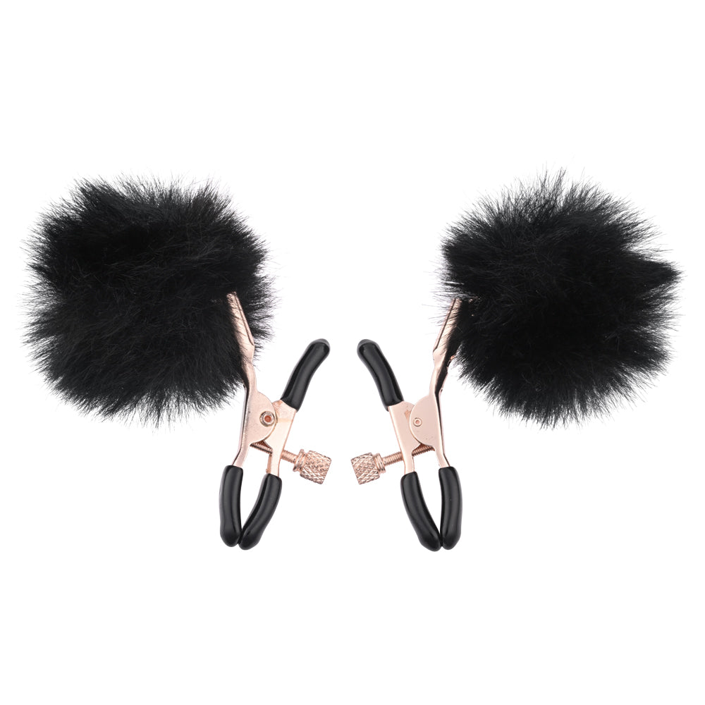 Sex & Mischief Puff Nipple Clamps - Black/Gold Nipple Clamps - Set of 2 Sportsheets