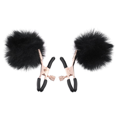 Sex & Mischief Puff Nipple Clamps - Black/Gold Nipple Clamps - Set of 2 Sportsheets