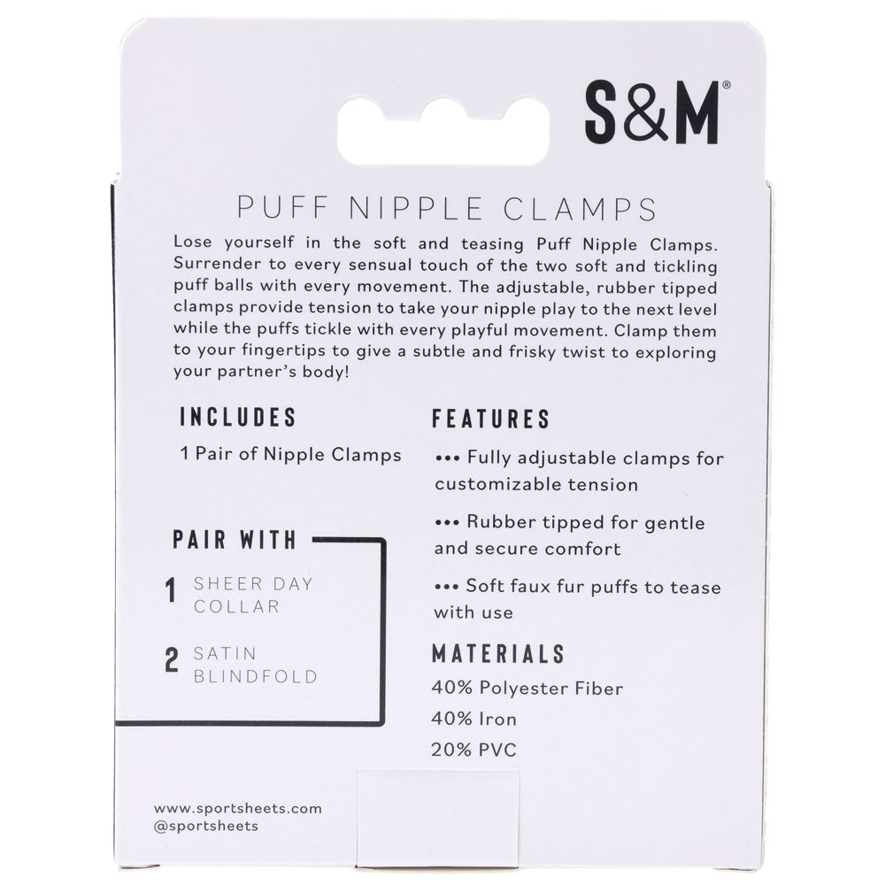 Sex & Mischief Puff Nipple Clamps - Black/Gold Nipple Clamps - Set of 2 Sportsheets