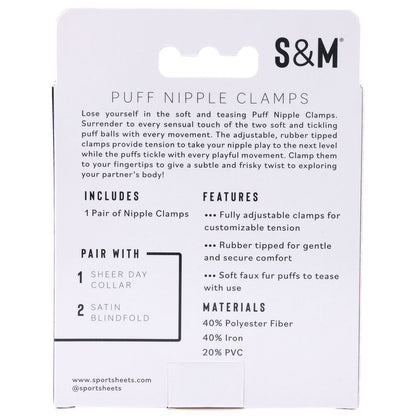 Sex & Mischief Puff Nipple Clamps - Black/Gold Nipple Clamps - Set of 2 Sportsheets