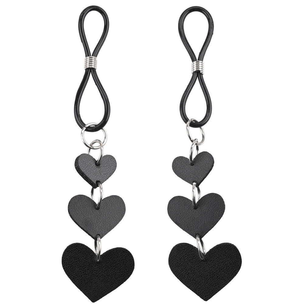 Sex & Mischief Heart Nipple Ties - Black Nipple Restraints - Set of 2 Sportsheets