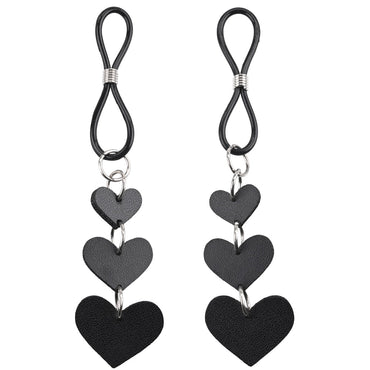 Sex & Mischief Heart Nipple Ties - Black Nipple Restraints - Set of 2 Sportsheets