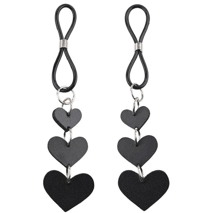 Sex & Mischief Heart Nipple Ties - Black Nipple Restraints - Set of 2 Sportsheets