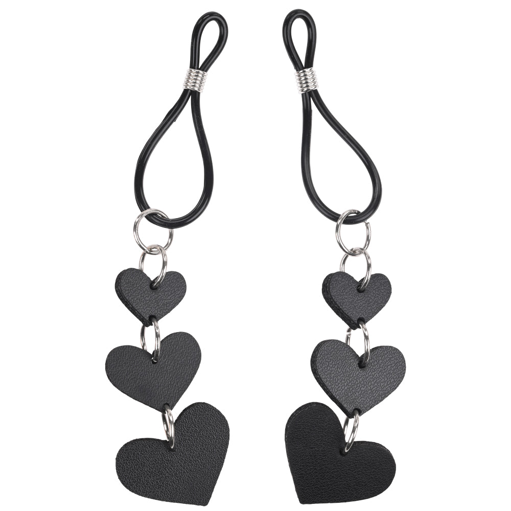 Sex & Mischief Heart Nipple Ties - Black Nipple Restraints - Set of 2 Sportsheets