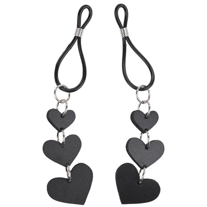 Sex & Mischief Heart Nipple Ties - Black Nipple Restraints - Set of 2 Sportsheets