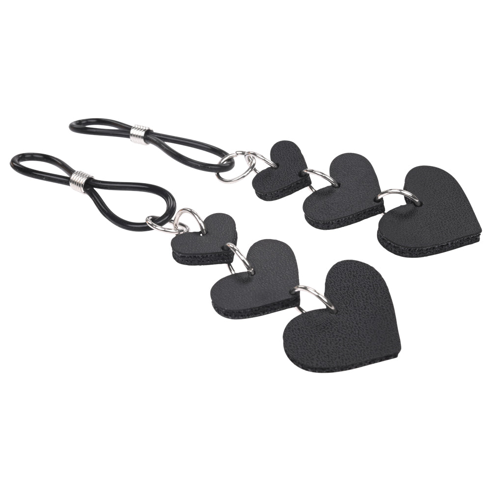 Sex & Mischief Heart Nipple Ties - Black Nipple Restraints - Set of 2 Sportsheets