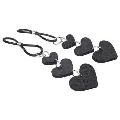 Sex & Mischief Heart Nipple Ties - Black Nipple Restraints - Set of 2 Sportsheets