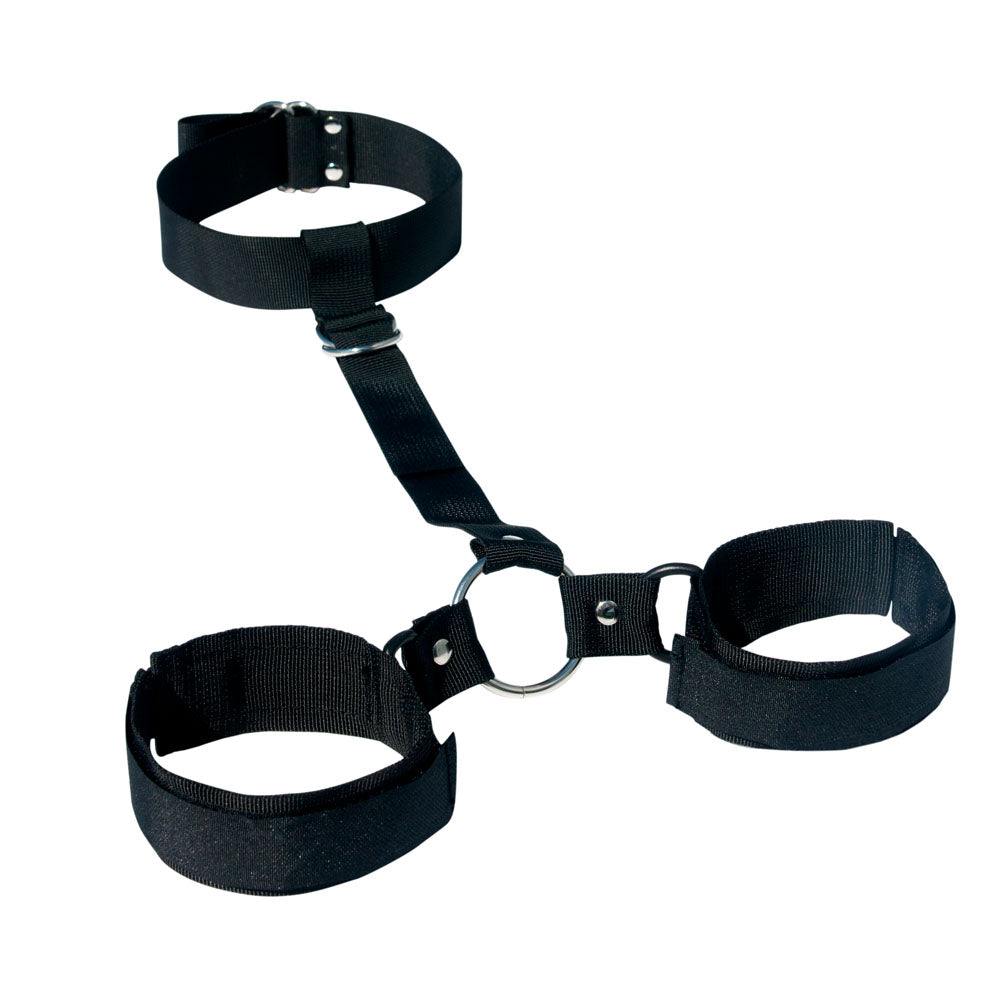 Sex & Mischief Shadow Neck and Wrist Restraint - Black Restraints Sportsheets