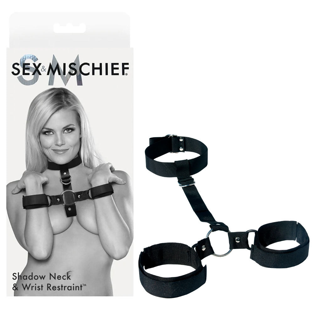 Sex & Mischief Shadow Neck and Wrist Restraint - Black Restraints Sportsheets