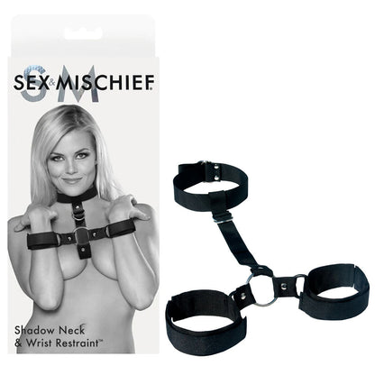 Sex & Mischief Shadow Neck and Wrist Restraint - Black Restraints Sportsheets
