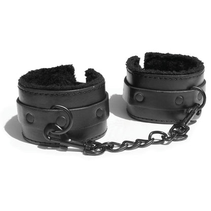 Sex & Mischief Shadow Fur Handcuffs - Black Comfortable Restraints Sportsheets