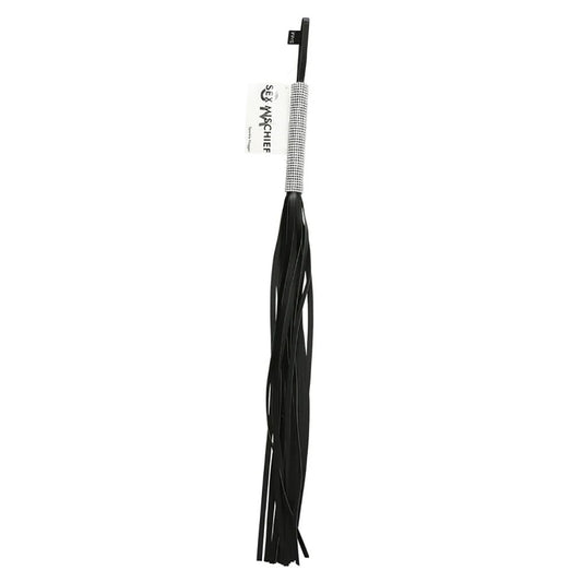 Sex & Mischief Sparkle Flogger - Black/Sparkle 78 cm Flogger Whip Sportsheets