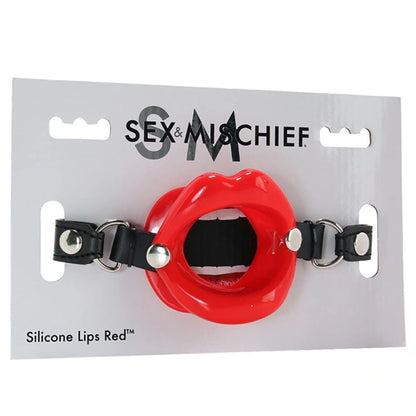 Sex & Mischief Silicone Lips Mouth Gag - Red - Red Mouth Restraint Sportsheets