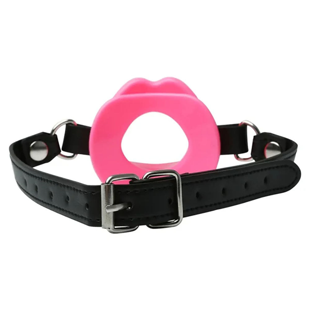 Sex & Mischief Silicone Lips Mouth Gag - Pink - Pink Mouth Restraint Sportsheets