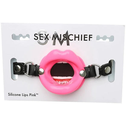 Sex & Mischief Silicone Lips Mouth Gag - Pink - Pink Mouth Restraint Sportsheets