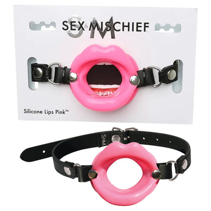 Sex & Mischief Silicone Lips Mouth Gag - Pink - Pink Mouth Restraint Sportsheets