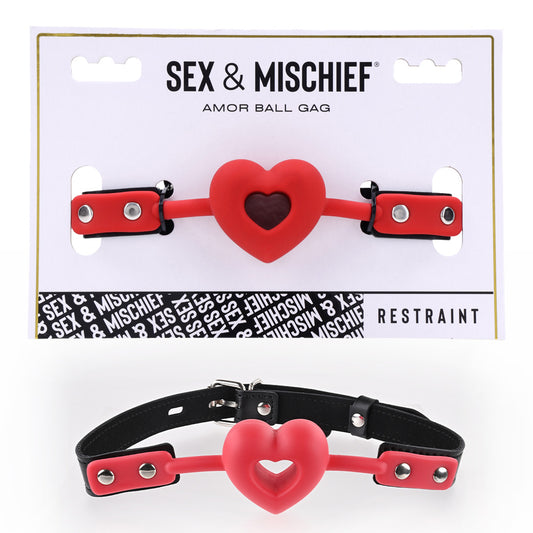 Sex & Mischief Amor Ball Gag - Red/Black Mouth Restraint Red - Club X