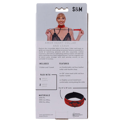 Sex & Mischief Amor Collar and Leash - Red Restraint Sportsheets