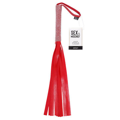 Sex & Mischief Amor Sparkle Flogger - Red 33 cm Flogger Whip Red - Club X