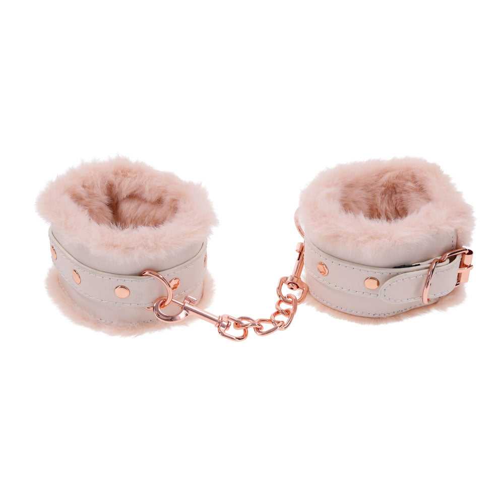 Sex & Mischief Peaches n CreaMe Fur Handcuffs - Peach Restraints Sportsheets