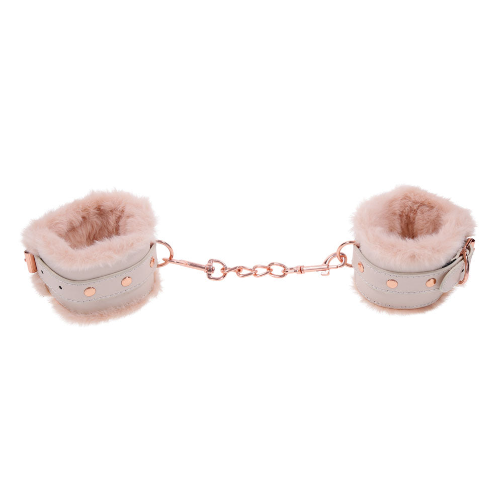 Sex & Mischief Peaches n CreaMe Fur Handcuffs - Peach Restraints Sportsheets
