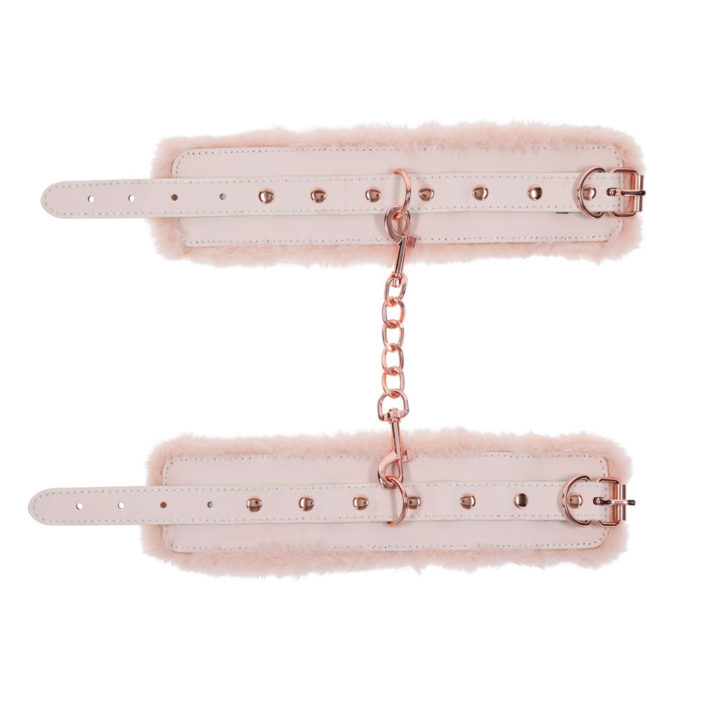 Sex & Mischief Peaches n CreaMe Fur Handcuffs - Peach Restraints Sportsheets