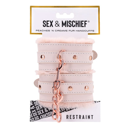 Sex & Mischief Peaches n CreaMe Fur Handcuffs - Peach Restraints Sportsheets