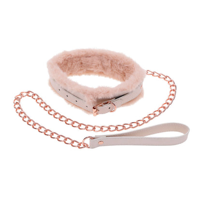 Sex & Mischief Peaches n CreaMe Fur Collar & Leash - Peach Restraint Sportsheets