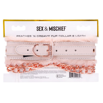 Sex & Mischief Peaches n CreaMe Fur Collar & Leash - Peach Restraint Sportsheets