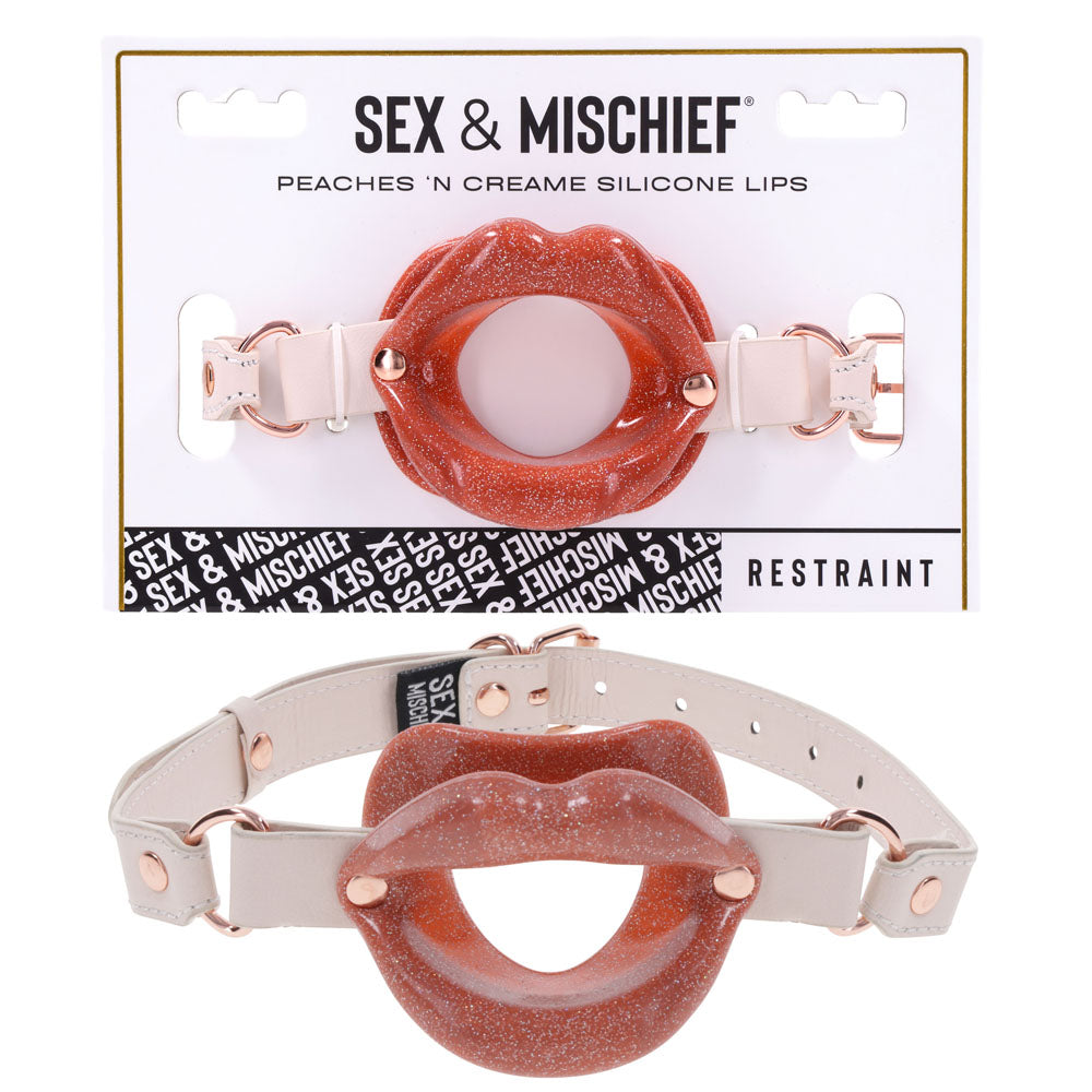 Sex & Mischief Peaches n CreaMe Silicone Lips - Peach Mouth Restraint Sportsheets