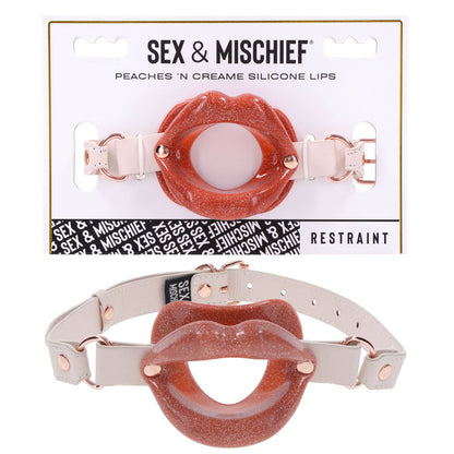 Sex & Mischief Peaches n CreaMe Silicone Lips - Peach Mouth Restraint Sportsheets