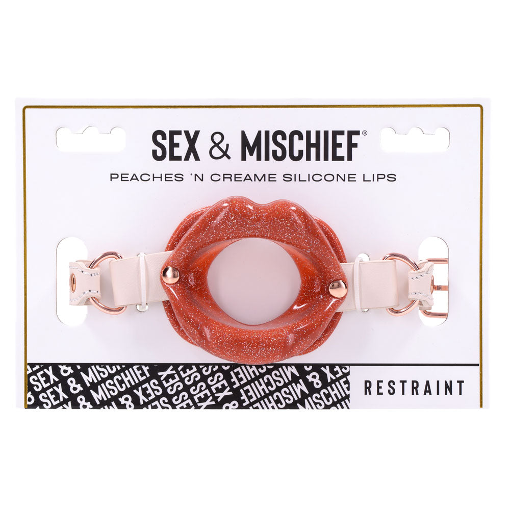 Sex & Mischief Peaches n CreaMe Silicone Lips - Peach Mouth Restraint Sportsheets