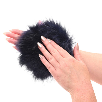 Sex & Mischief Cougar Spiked Sensory Glove - Navy Blue Furry Glove with Metal Spikes Sportsheets