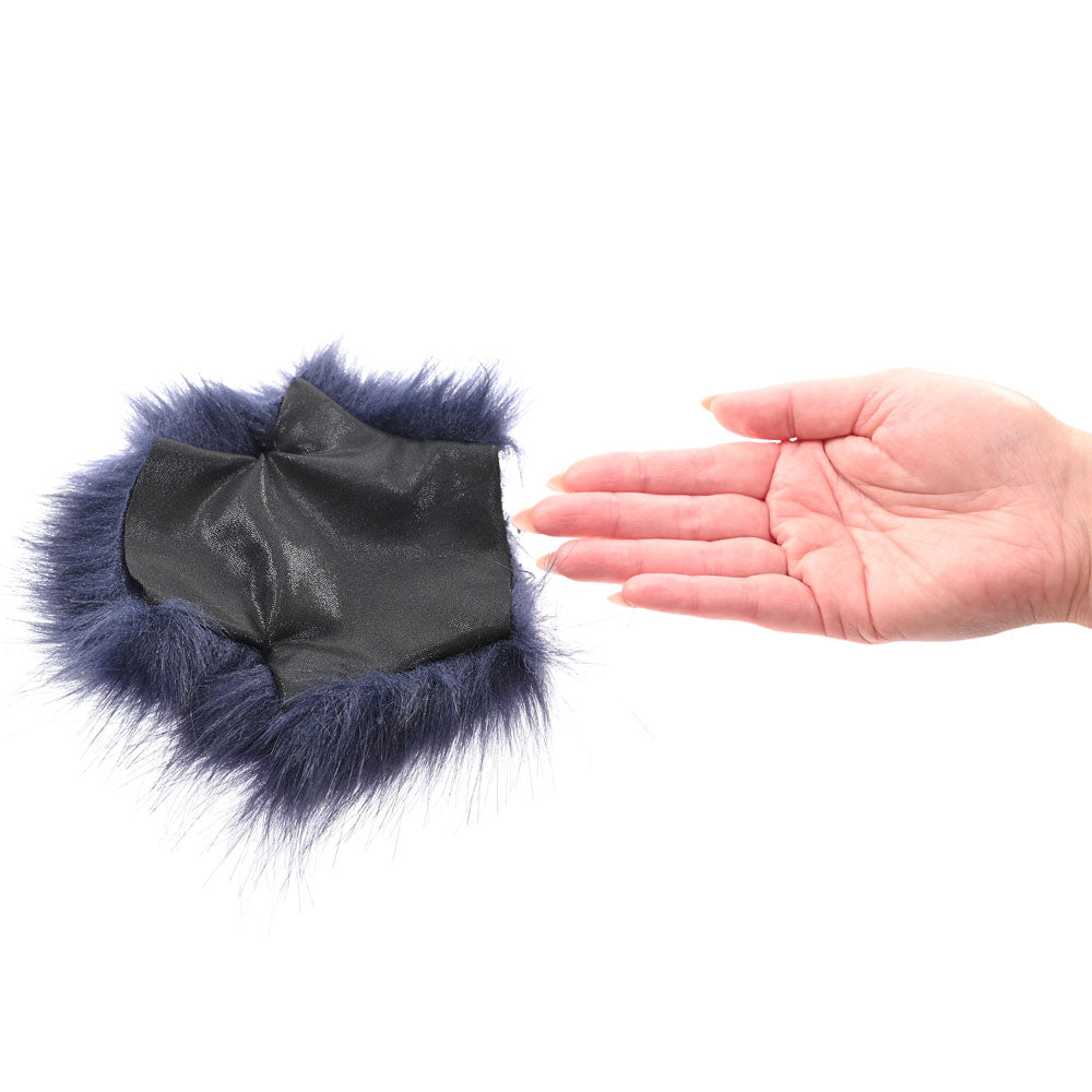 Sex & Mischief Cougar Spiked Sensory Glove - Navy Blue Furry Glove with Metal Spikes Sportsheets