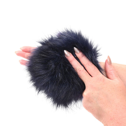 Sex & Mischief Cougar Spiked Sensory Glove - Navy Blue Furry Glove with Metal Spikes Sportsheets