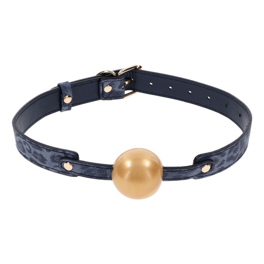 Sex & Mischief Cougar Ball Gag - Navy Blue/Gold Mouth Restraint Blue - Club X