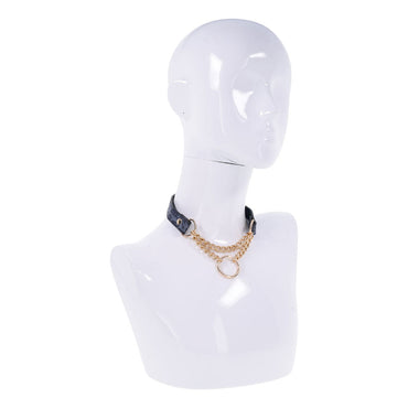 Sex & Mischief Cougar Day Collar - Navy Blue/Gold Collar Sportsheets