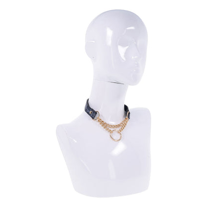 Sex & Mischief Cougar Day Collar - Navy Blue/Gold Collar Sportsheets