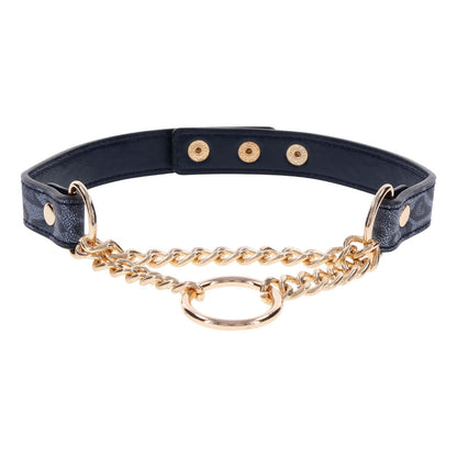 Sex & Mischief Cougar Day Collar - Navy Blue/Gold Collar Sportsheets
