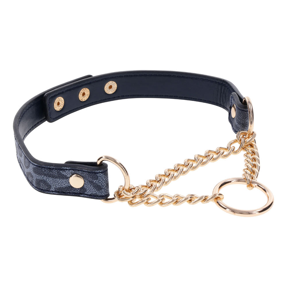 Sex & Mischief Cougar Day Collar - Navy Blue/Gold Collar Sportsheets