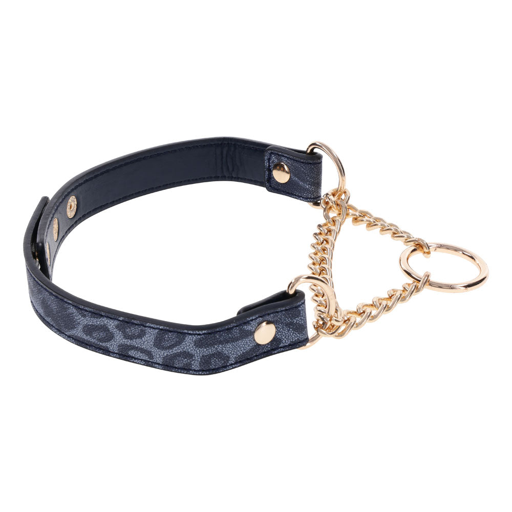 Sex & Mischief Cougar Day Collar - Navy Blue/Gold Collar Sportsheets