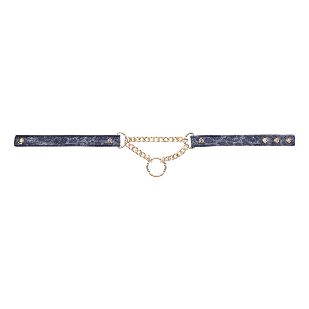 Sex & Mischief Cougar Day Collar - Navy Blue/Gold Collar Sportsheets