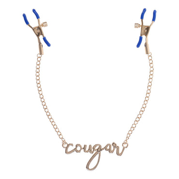 Sex & Mischief Cougar Nipple Clamps - Gold Nipple Clamps with 33 cm Chain Sportsheets